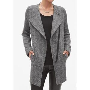 Banana Republic Herringbone Asymmetric‎ Zip Up Fleece Jacket Women Size S Gray